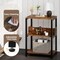 Rustic Brown Side End Table with Charging Station and Open Shelves